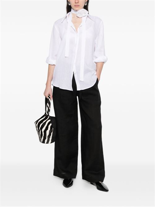 Blusa donna Marella Sport bianca in lino con fiocco MARELLA Sport | EDITORE001